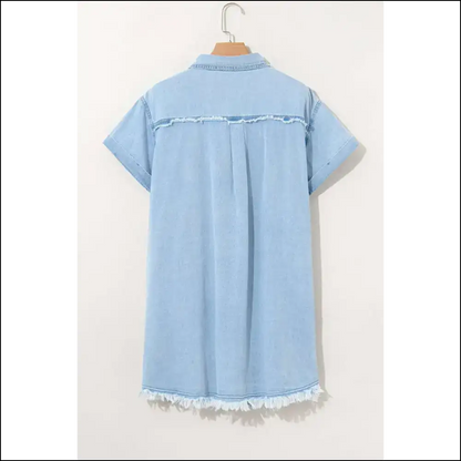 Ashleigh Blue Denim Shirt Dress: World Domination 👑 - Plus Size Dresses on Sale Worldwide Shipping