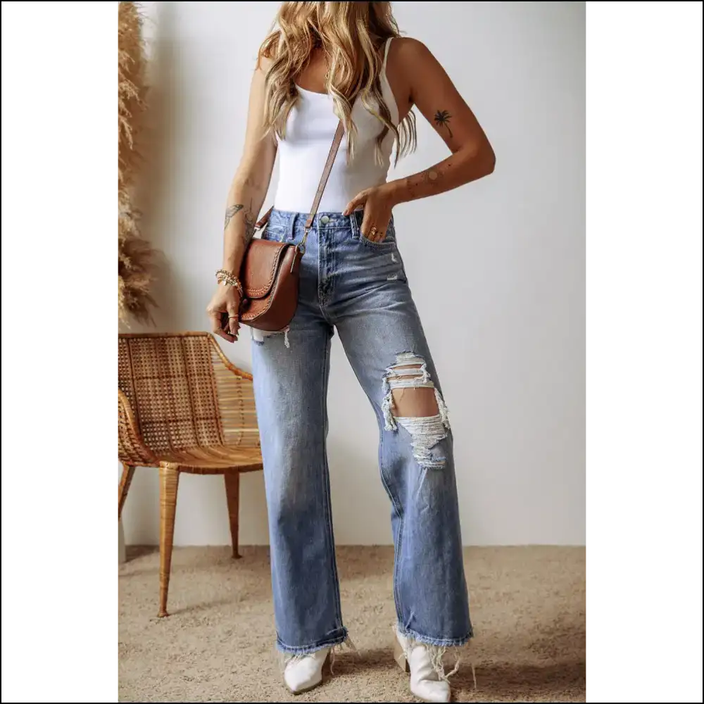 Ashleigh Blue Distressed High Waist Jeans: Making your Butt Look 🔥 - Jeans on Sale Worldwide Shipping