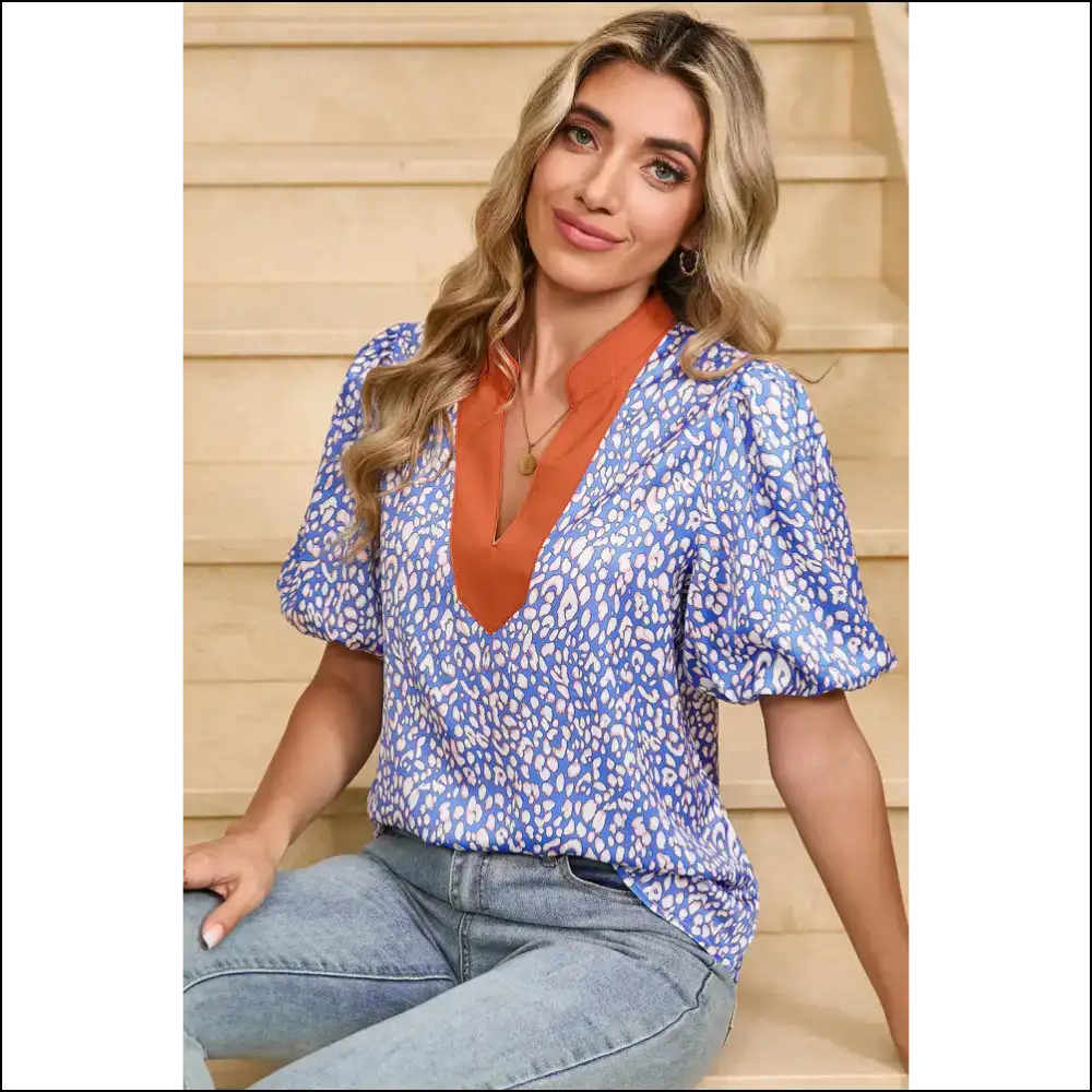 Ashleigh Blue Leopard Print: Badass Blouse Business 🐆 - s - Blouses on Sale Worldwide Shipping