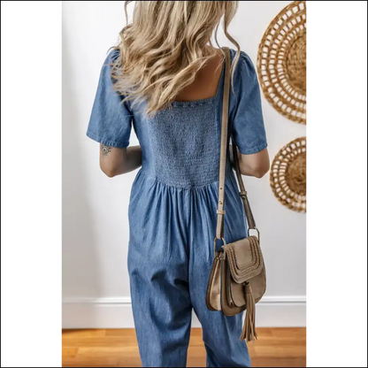 Ashleigh Blue Neck Denim Jumpsuit: one Piece Zero Pants - Jumpsuits & Rompers on Sale Worldwide Shipping