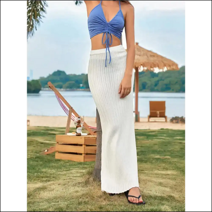 Backless Drawstring Halter Neck Cami - Tank Tops on Sale Worldwide Shipping