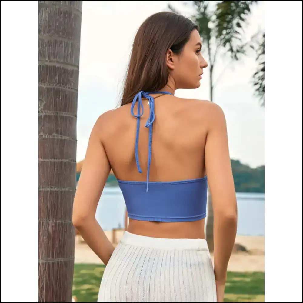 Backless Drawstring Halter Neck Cami - Tank Tops on Sale Worldwide Shipping