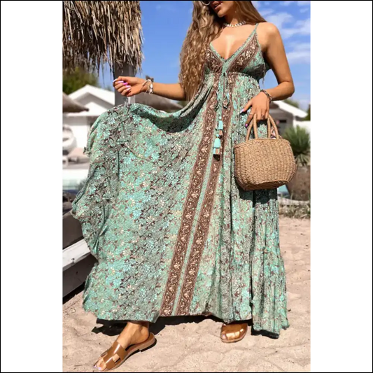 Backless Green Floral Maxi Dress: Hugs your Curves not Ex 😈 Needful Things - s - Dresses on Sale Worldwide Shipping