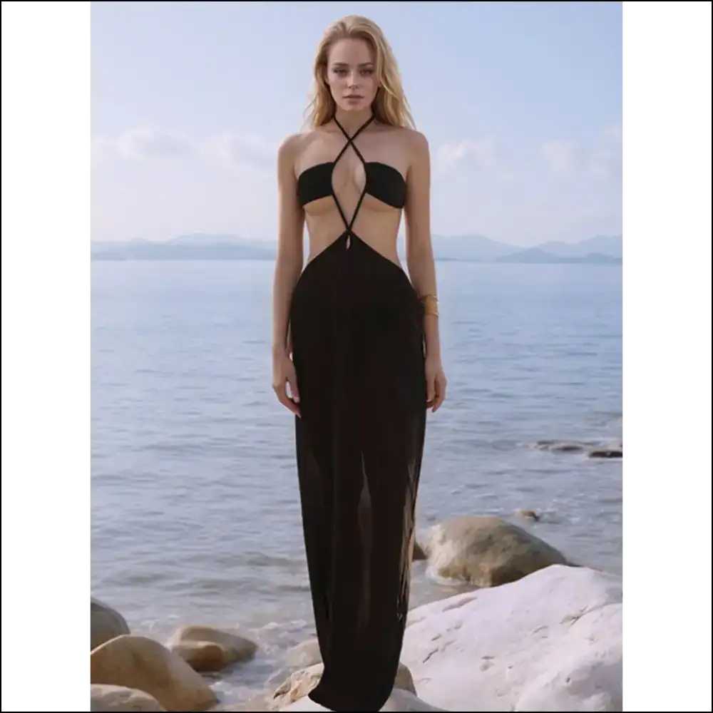 Backless Halter Neck Shenanigans: Unleash your Inner Goddess with Needful Things! 🌊✨ - Black / one Size - Cover-ups Swimwear on Sale
