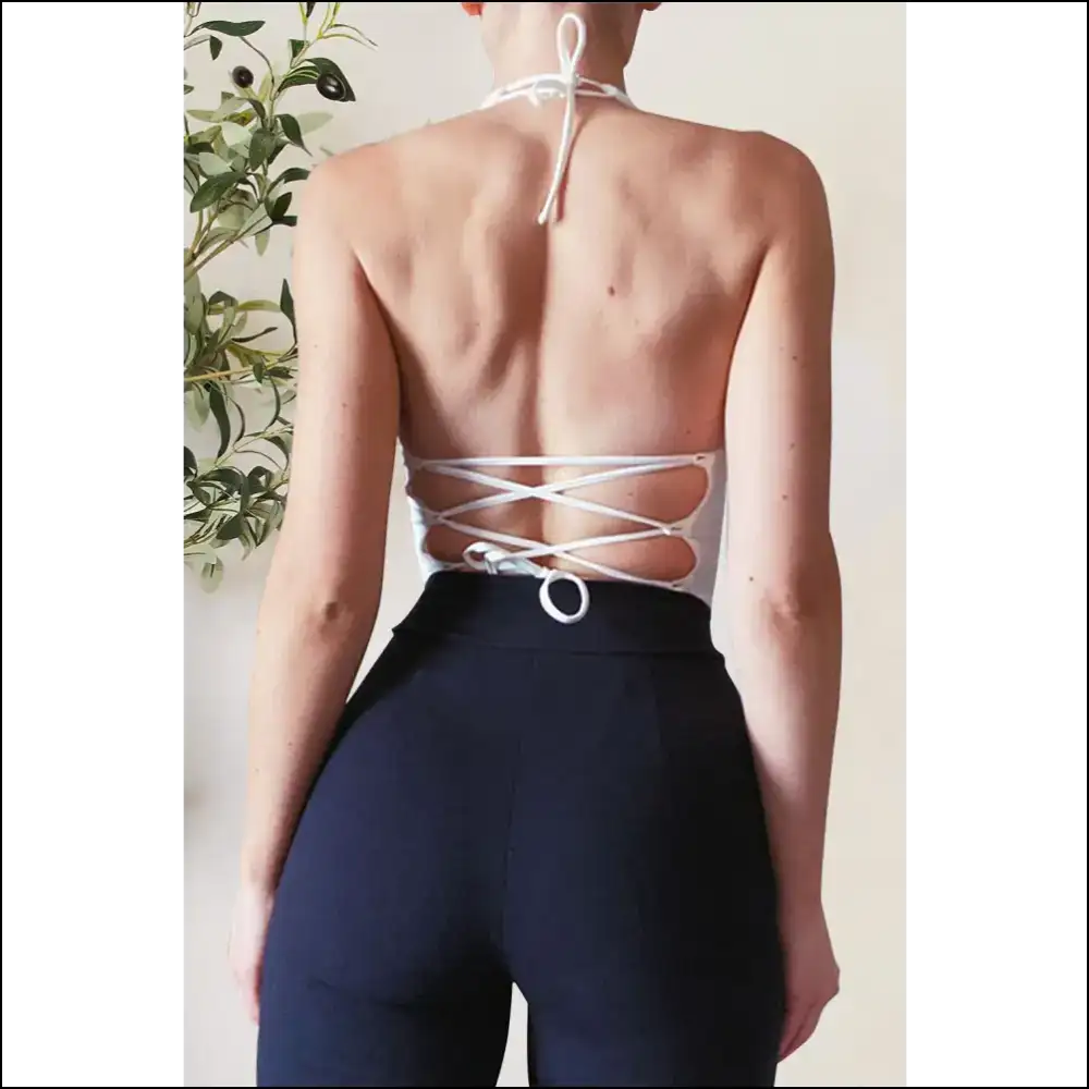 Backless Lace-up Halter Neck Cami - Tank Tops on Sale Worldwide Shipping
