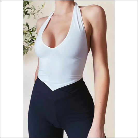 Backless Lace-up Halter Neck Cami - White / m - Tank Tops on Sale Worldwide Shipping