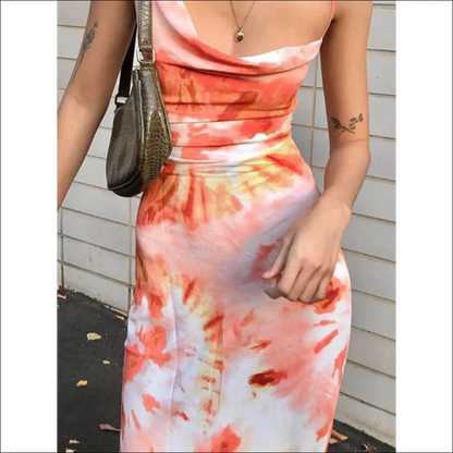 Backless Tie-dye Maxi Cami Dress - Dresses on Sale Worldwide Shipping
