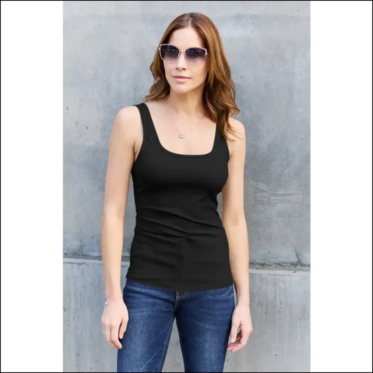 Bae It’s Time to Get your Chic Square Neck Game On! 💁‍♀️✨ - Black / 2xl - Tank Tops on Sale Worldwide Shipping
