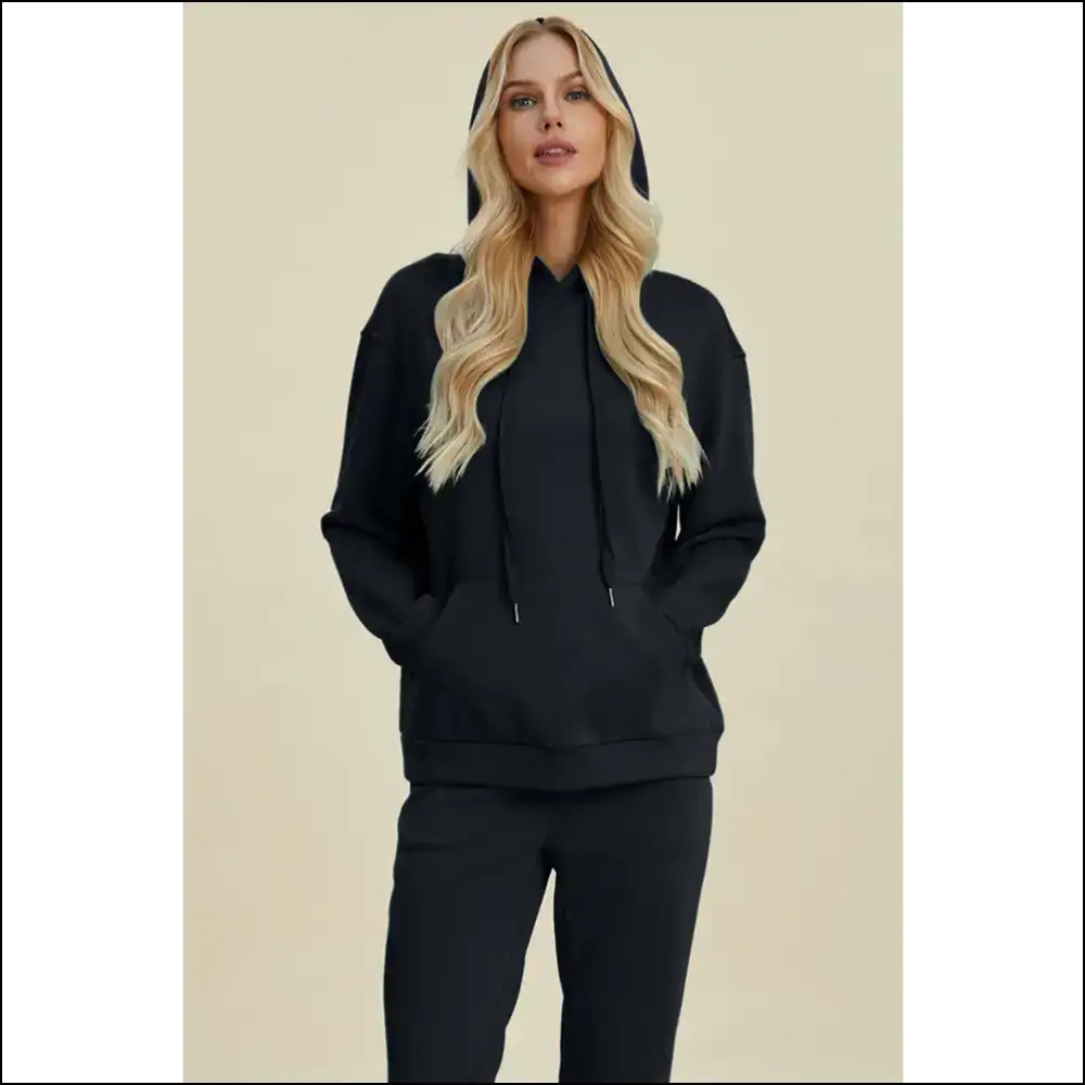 Basic Bae Full Size Air Scuba Drawstring Hoodie - Black / s - Hoodies Sweatshirts & on Sale Worldwide Shipping