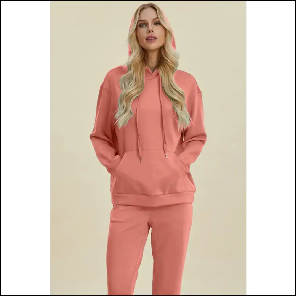 Basic Bae Full Size Air Scuba Drawstring Hoodie - Coral / s - Hoodies Sweatshirts & on Sale Worldwide Shipping