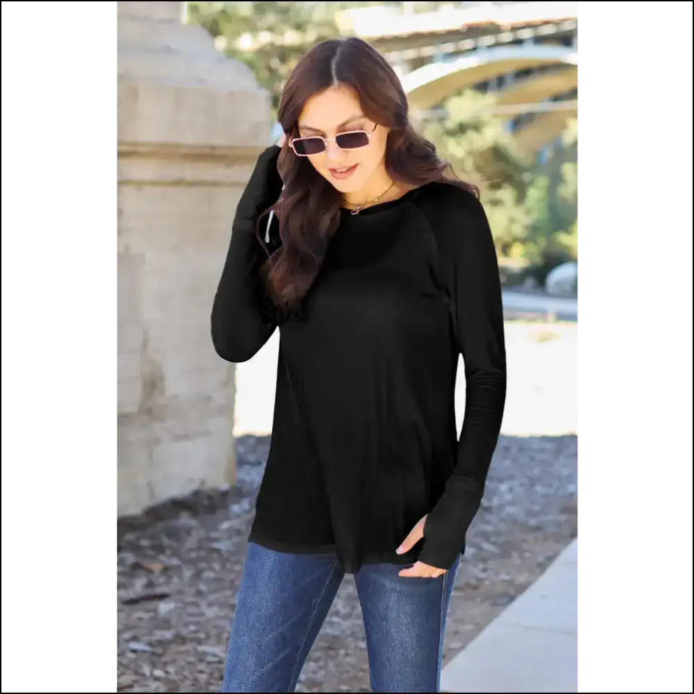 Basic Bae Full Size Round Neck Long Sleeve T-shirt - Black / s - t Shirts on Sale Worldwide Shipping