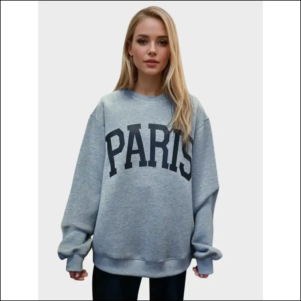 Basic Bae Paris Round Neck Long Sleeve Scuba Sweatshirt - Sweatshirts & Hoodies on Sale Worldwide Shipping