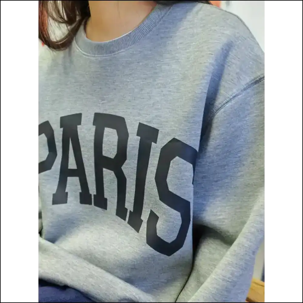 Basic Bae Paris Round Neck Long Sleeve Scuba Sweatshirt - Sweatshirts & Hoodies on Sale Worldwide Shipping