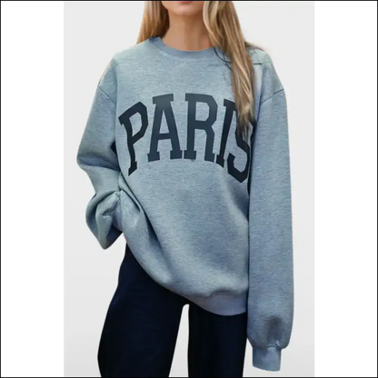 Basic Bae Paris Round Neck Long Sleeve Scuba Sweatshirt - Sweatshirts & Hoodies on Sale Worldwide Shipping