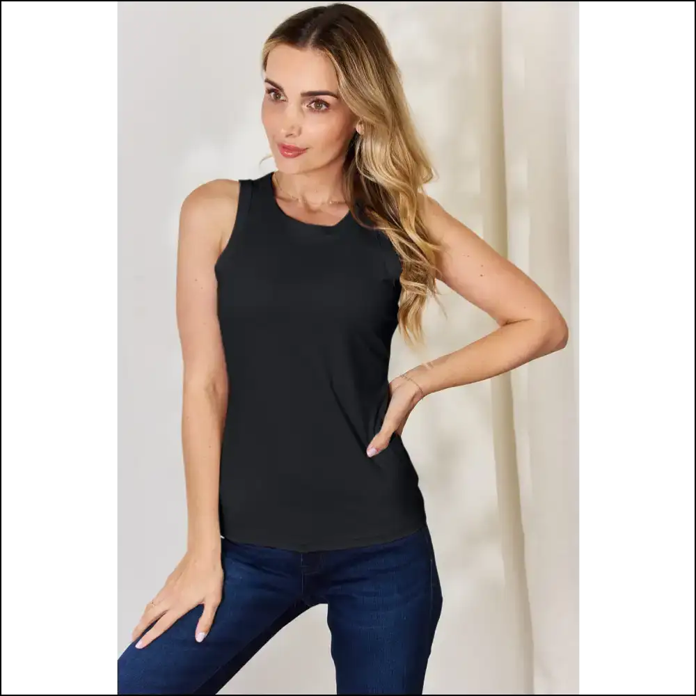 Basic Bae Round Neck Slim Tank - your New Best Friend - Black / s - Tops on Sale Worldwide Shipping