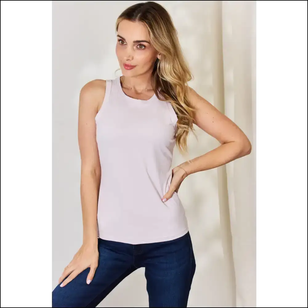 Basic Bae Round Neck Slim Tank - your New Best Friend - Ivory / 2xl - Tops on Sale Worldwide Shipping