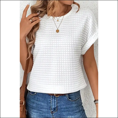 Batwing Bliss: Needful Things Chic White Textured Tee 🦇 so - s - t Shirts on Sale Worldwide Shipping