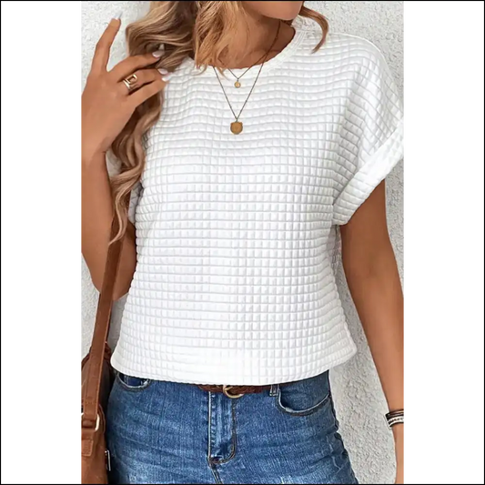 Batwing Bliss: Needful Things Chic White Textured Tee 🦇 so - s - t Shirts on Sale Worldwide Shipping