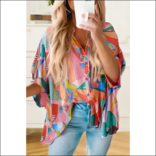 Batwing Blouse: so Chic Multicolor Abstract It’s Practically Illegal 😈 Needful Things - s - Blouses on Sale Worldwide Shipping