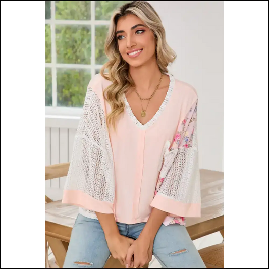 Batwing Sleeve Blouse Delicacy Floral Crochet Goddess Gear - s - Blouses on Sale Worldwide Shipping