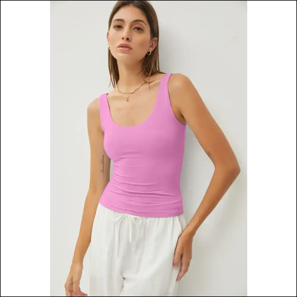 Be Cool Scoop Neck Wide Strap Tank - Tops on Sale Worldwide Shipping