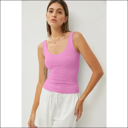 Be Cool Scoop Neck Wide Strap Tank - Tops on Sale Worldwide Shipping