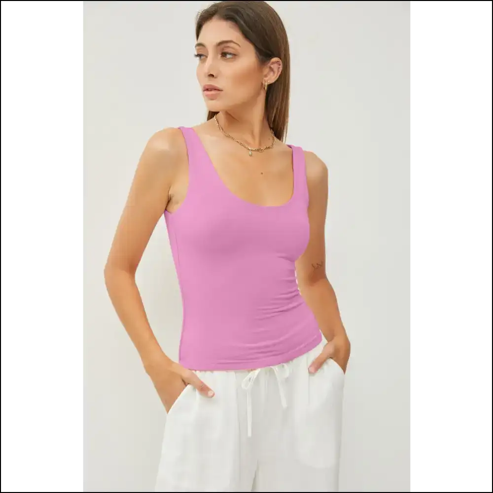 Be Cool Scoop Neck Wide Strap Tank - Tops on Sale Worldwide Shipping