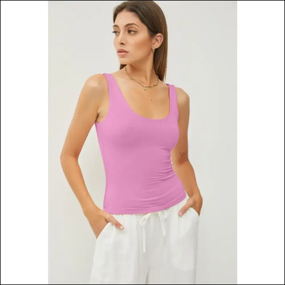 Be Cool Scoop Neck Wide Strap Tank - Tops on Sale Worldwide Shipping