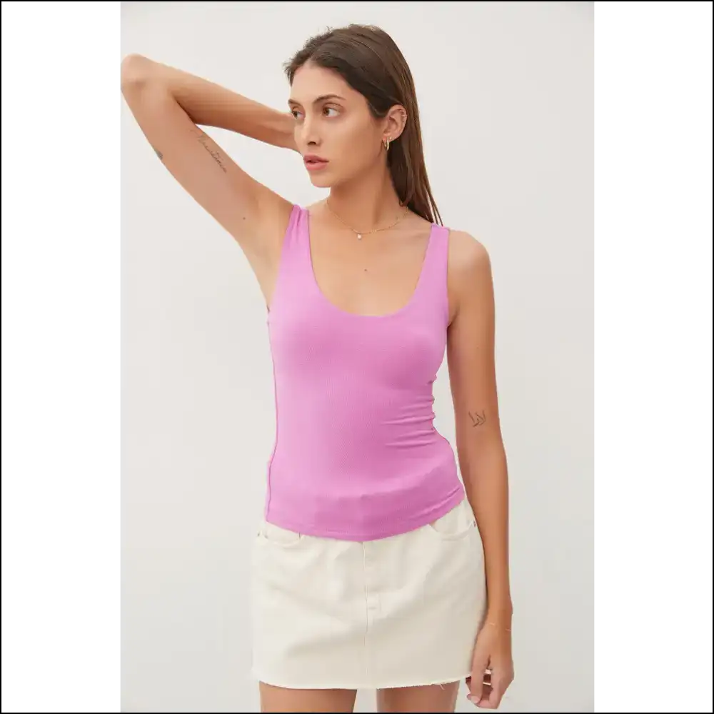 Be Cool Scoop Neck Wide Strap Tank - Rose / s - Tops on Sale Worldwide Shipping