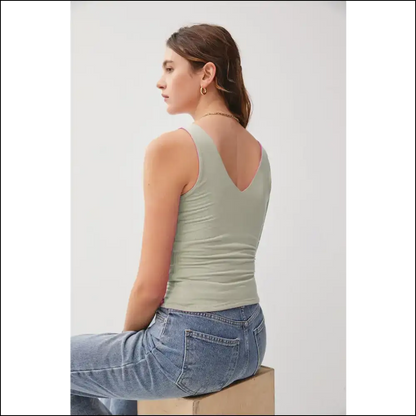 Be Cool V-neck Wide Strap Tank - Tops on Sale Worldwide Shipping