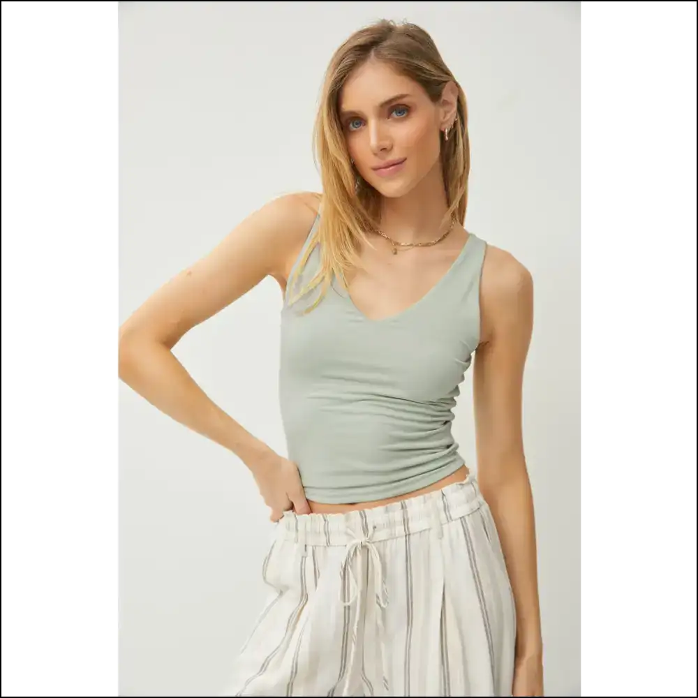 Be Cool V-neck Wide Strap Tank - Tops on Sale Worldwide Shipping