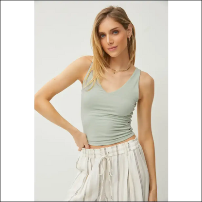 Be Cool V-neck Wide Strap Tank - Tops on Sale Worldwide Shipping