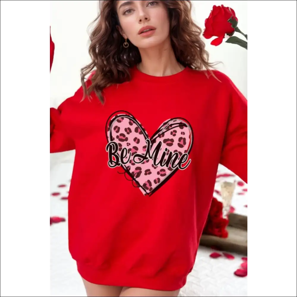 Be Mine Heart Long Sleeve Sweatshirt - Sweatshirts & Hoodies on Sale Worldwide Shipping