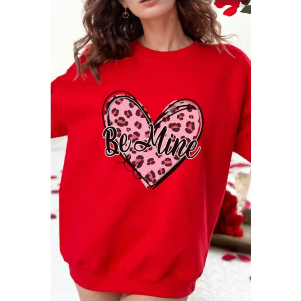 Be Mine Heart Long Sleeve Sweatshirt - Red / m - Sweatshirts & Hoodies on Sale Worldwide Shipping