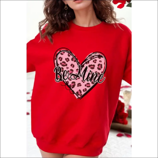 Be Mine Heart Long Sleeve Sweatshirt - Red / m - Sweatshirts & Hoodies on Sale Worldwide Shipping