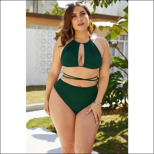 Beach Ready to Turn Heads: Rock the Cutout Tied Backless Bikini! 🏖️👙 - Green / 4xl - One-piece one Piece Swimwear on Sale Worldwide Shipping