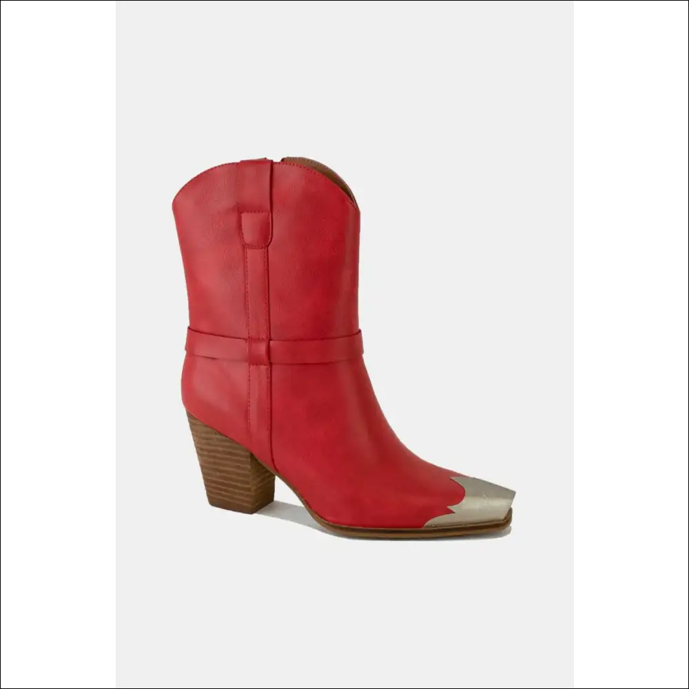 Beast Fashion Faux Leather Metal Toe Ankle Boots - on Sale Worldwide Shipping