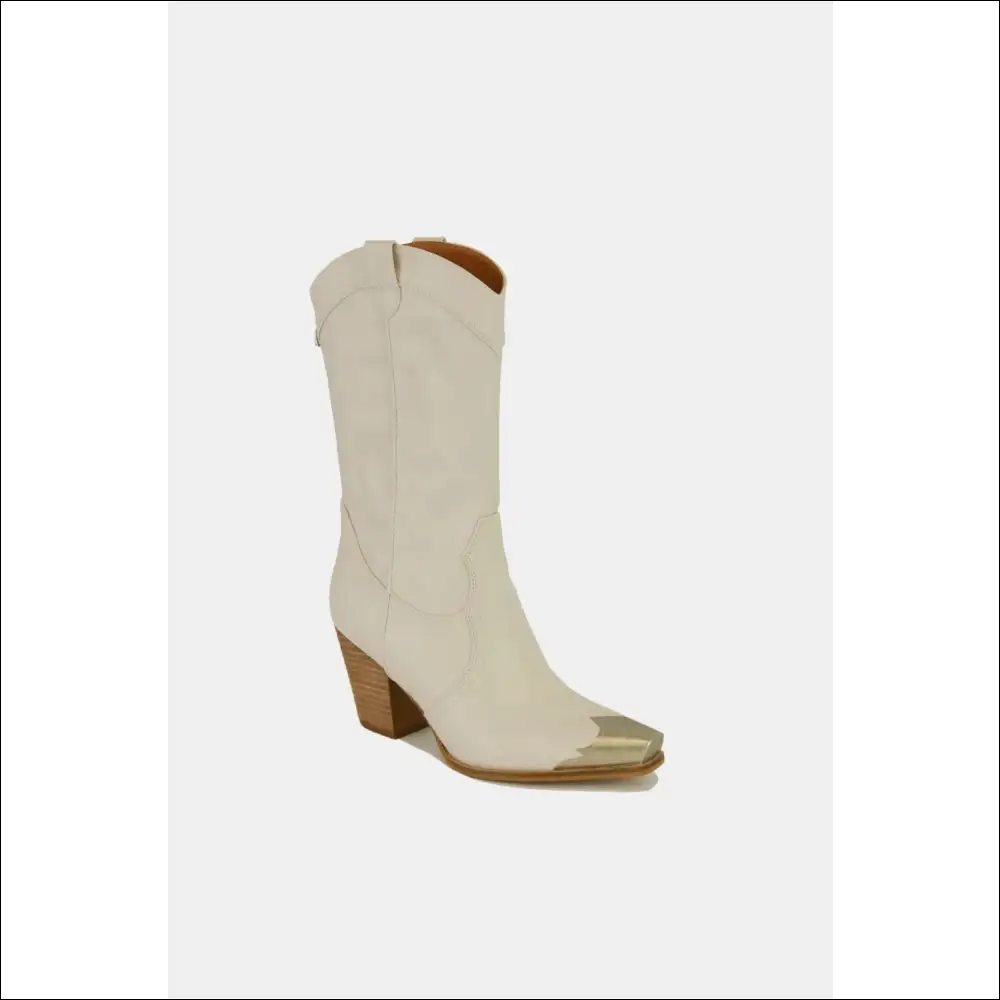 Beast Fashion Metal-toe Block Heel Ankle Boots - on Sale Worldwide Shipping
