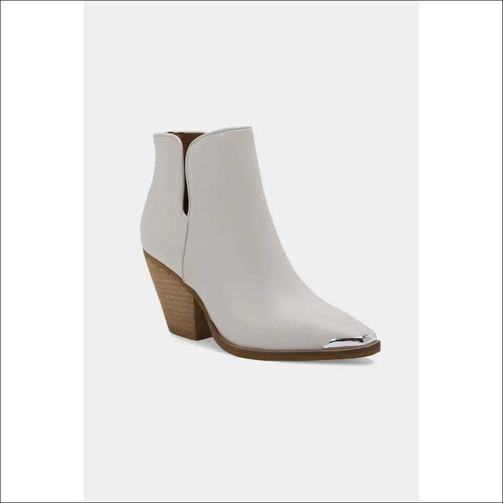 Beast Fashion Pointed Metal-tip Toe Block Heel Ankle Boots - White / 8 - on Sale Worldwide Shipping