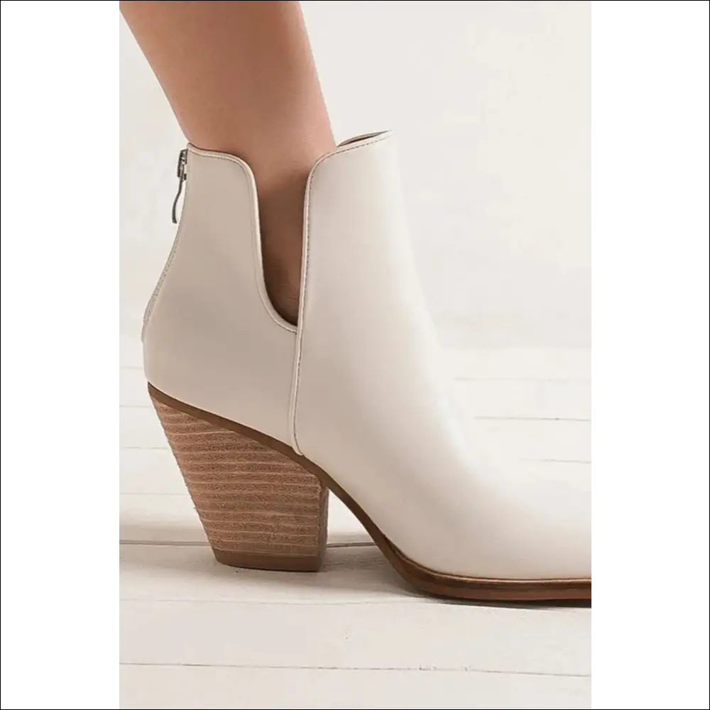 Beast Fashion Pointed Metal-tip Toe Block Heel Ankle Boots - on Sale Worldwide Shipping
