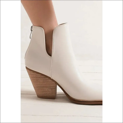 Beast Fashion Pointed Metal-tip Toe Block Heel Ankle Boots - on Sale Worldwide Shipping