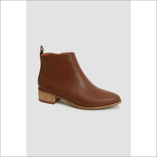 Beast Fashion Pu Leather Block Heel Boots - Brown / 6 - on Sale Worldwide Shipping
