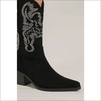 Beast Fashion Rhinestone Pointed Toe Glam Boots - on Sale Worldwide Shipping