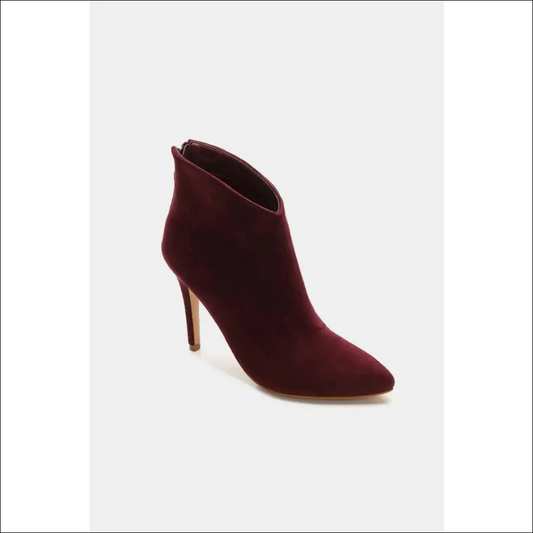 Beast Fashion Suede Stiletto Ankle Booties with Zippers - Red Dahlia / 6.5 - Boots on Sale Worldwide Shipping