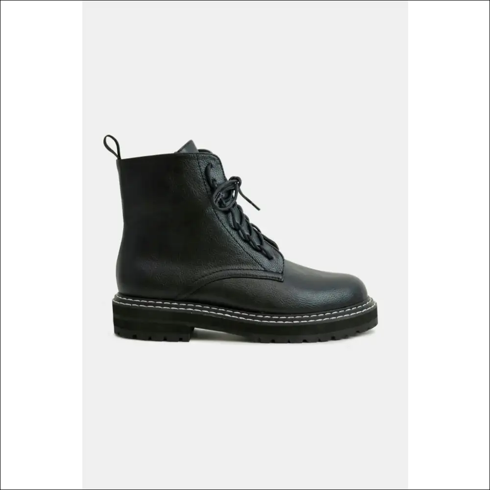Beastly Chic Faux Leather Lace-up Boots with Side Zipper - Black / 9 - on Sale Worldwide Shipping