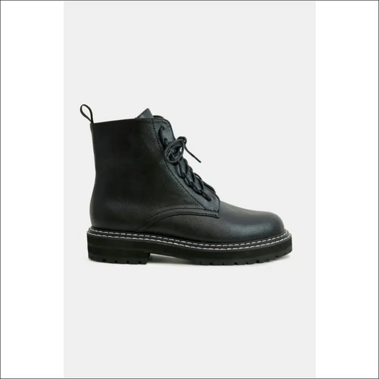 Beastly Chic Faux Leather Lace-up Boots with Side Zipper - Black / 9 - on Sale Worldwide Shipping