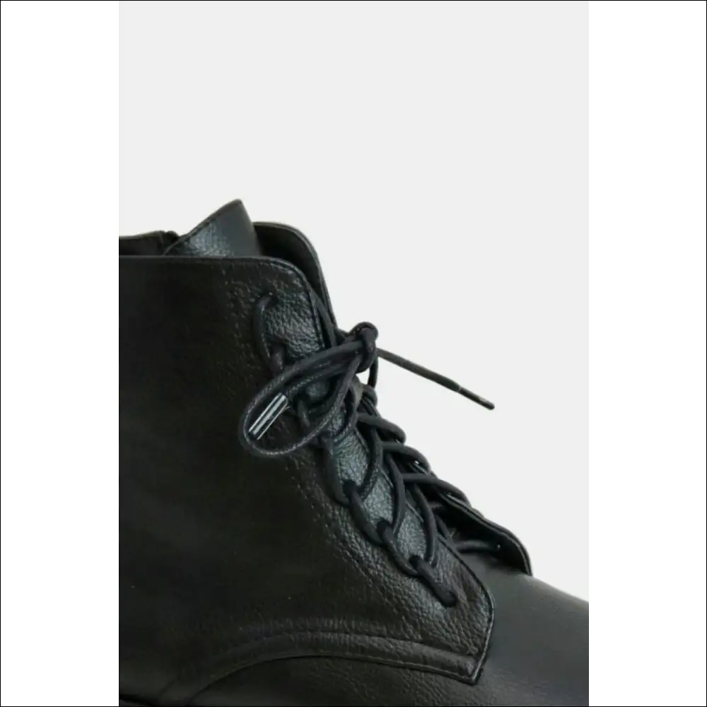 Beastly Chic Faux Leather Lace-up Boots with Side Zipper - on Sale Worldwide Shipping