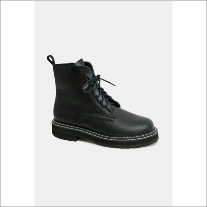 Beastly Chic Faux Leather Lace-up Boots with Side Zipper - on Sale Worldwide Shipping