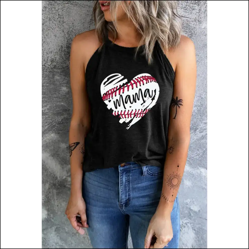 Beats Heartbreaks: Rock your Style with our Heart Graphic Round Neck Tank!❤️ - Black / s - Tank Tops on Sale Worldwide Shipping