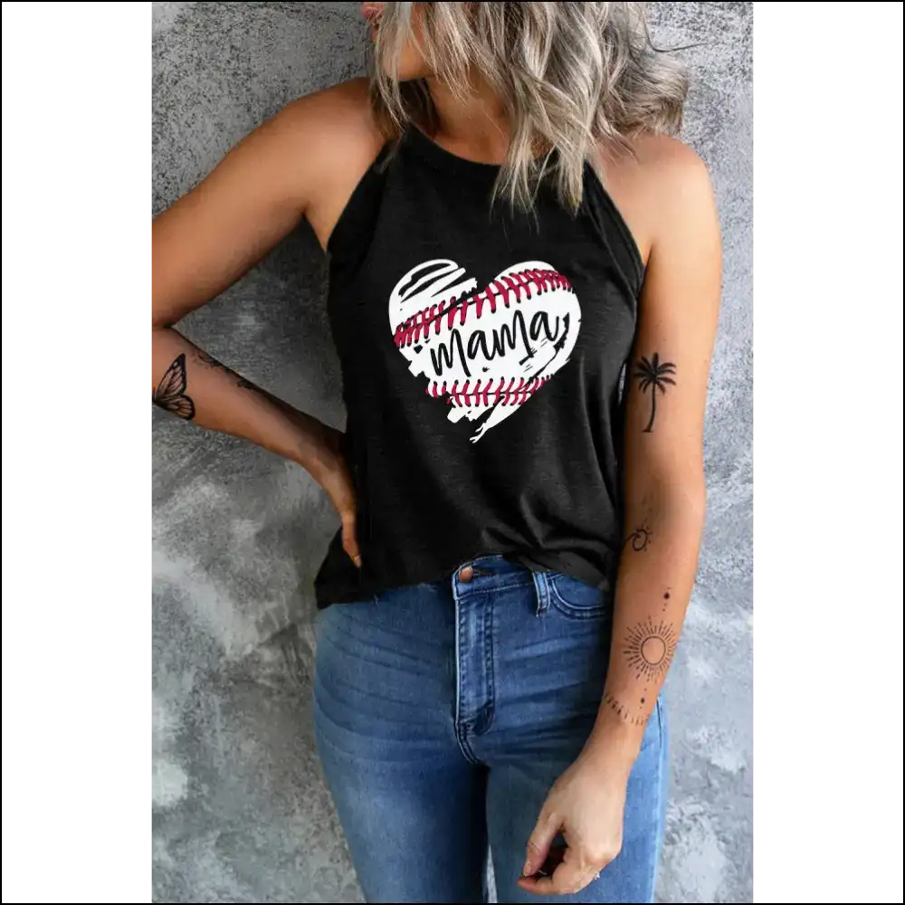 Beats Heartbreaks: Rock your Style with our Heart Graphic Round Neck Tank!❤️ - Tank Tops on Sale Worldwide Shipping